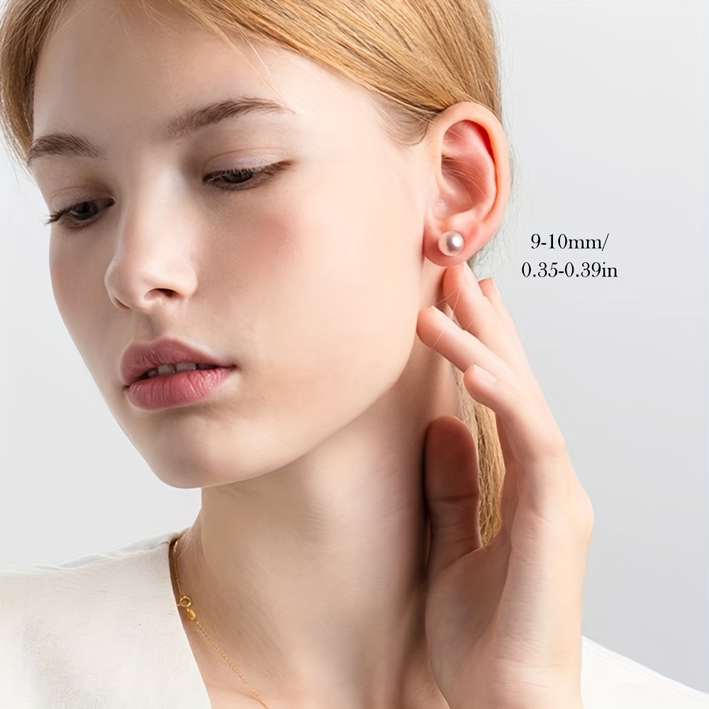 Women's 925 Sterling Silver Freshwater Pearl Stud Earrings